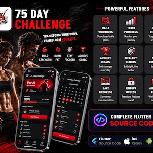 75 Day Challenge Fitness App – Flutter Source Code | Workout Tracker, Habit Builder & Progress Tracking App
