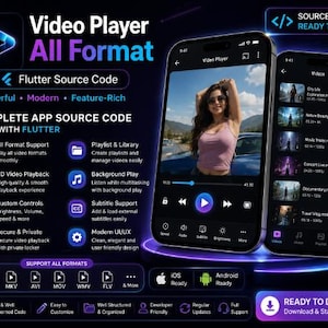 Application de lecteur vidéo | Code source Flutter tous formats | Application de lecteur multimédia | Android et iOS
