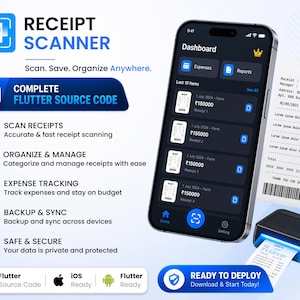 Receipt Scanner Flutter Source Code | Expense Tracker App | OCR Scanner | iOS & Android