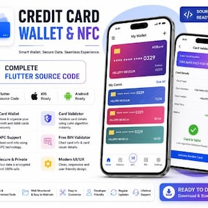 Code source Flutter pour portefeuille de cartes de crédit et NFC | Validateur de cartes, sécurisé