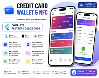 Kreditkortsplånbok och NFC Flutter-källkod | Kortvaliderare, Säker