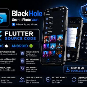 Black Hole Secret Photo Vault Flutter Source Code | iOS Android App