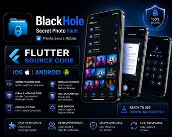 Black Hole Secret Photo Vault Flutter Source Code | iOS Android App