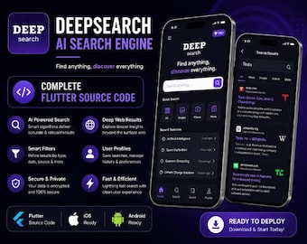 DeepSearch AI-sökmotor | Flutter källkod