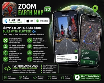 Flutter GPS Navigation & Maps App Source Code | Route Finder, Live Map, Street View, Speedometer