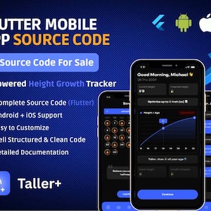 Taller+ Flutter App Source Code | Android iOS Mobile App Template | Height Tracker App | Dart Flutter Project | Mobile App Code