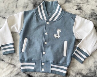 Personalised Kids' Blue Varsity Jacket age 5-6 years Boys or Girls Any Initial