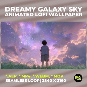 Cielo galattico sognante con bambino / Sfondo animato Lofi per desktop / Video salvaschermo 4K con scena anime tranquilla / Animazione in loop