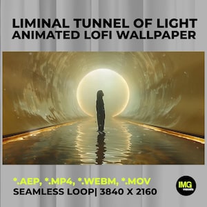 Animerad Lofi Liminal Tunnel of Light | Levande bakgrundsbild, surrealistisk filmisk 4K skärmsläckarevideo | Loop-animation | Digital nedladdning