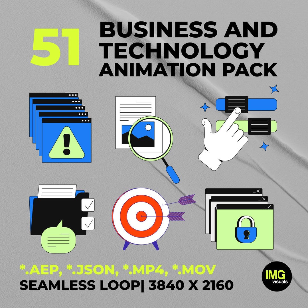 Business & Tech Big Animation Pack | 51 Loop Motion Graphics for Video ...