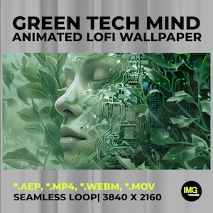 Esprit écologique et technologique | Fond d'écran animé Lofi | Vidéo de veille 4K éco-futuriste | Animation en boucle | Téléchargement numérique