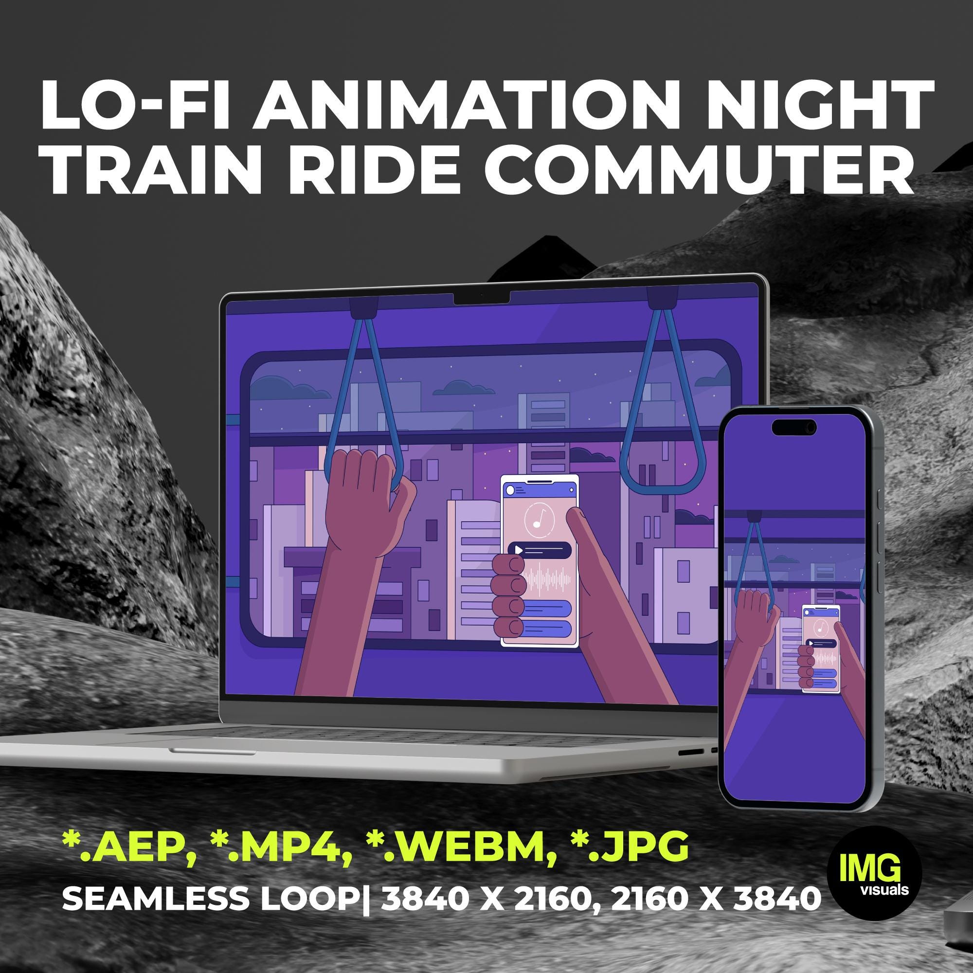 Lo Mutuc Animation Lofi Night Train Ride Commuter Animation | Chill Urban Vibes in ...