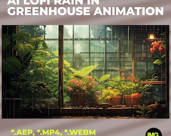 AI Lofi Rain in Greenhouse Animation | Vidéo en boucle Lo-Fi Rainy Indoor Botanical Vibes | Paisible Live Wallpaper | YouTube, Twitch, flux OBS