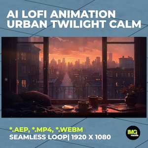 AI Lofi Animation Urban Twilight Calm | Cozy Apartment Window Rainy Sunset | Lo-Fi Loop Video | Live Wallpaper | YouTube, Twitch, OBS Stream