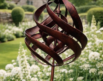 Cotswold Collection The Campden Powder Coated Wind Spinner. Garden Wind Spinner Sculpture. Garden Metal Stake.
