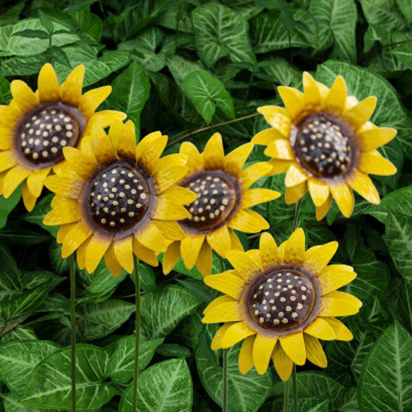 Handcrafted Metal Sunflower. outdoor Garden Flower Sculptures. Yellow Flowers. Ukraine Decor