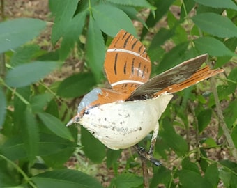 Hand Crafted Recycled Metal Swallow Stake. Garden Outdoor Sculpture. Birds.