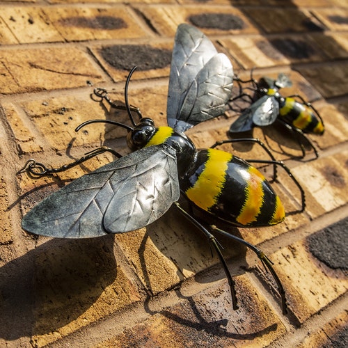Handcrafted Metal Bee. Outdoor Garden Wall Hanging Bumble Bee. Bees. Sculpture