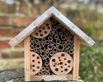 Bamboo and Wood Bee Hotel with Zinc Roof.