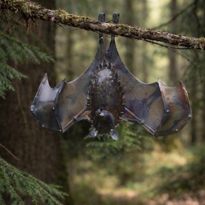 Metal Hanging Fruit Bat Garden Outdoor Sculptures, Ornaments. Hanging Bats