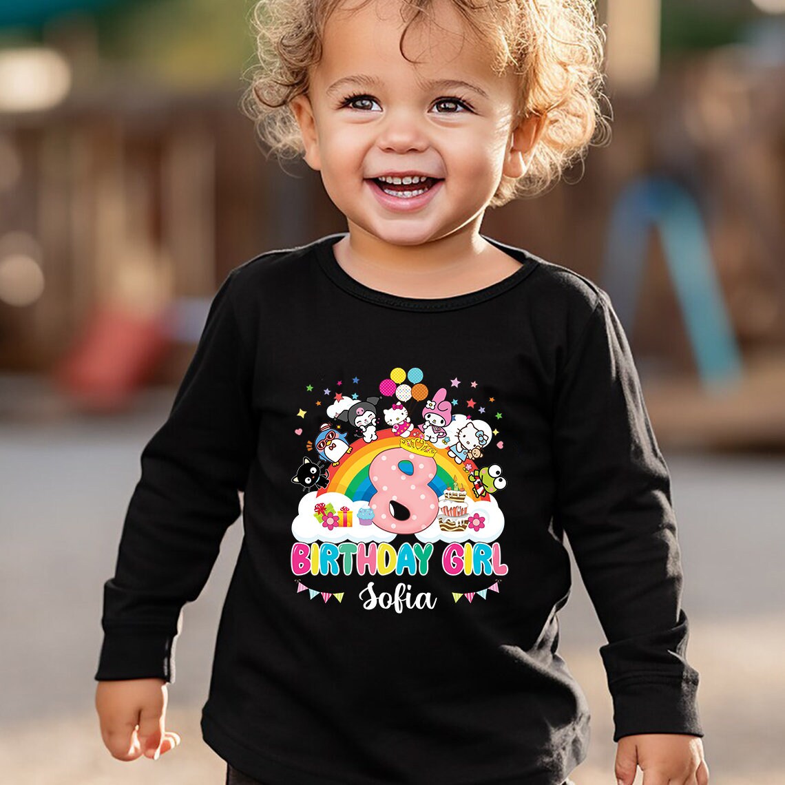 Personalized Kawaii Kitty Birthday Girl Long Sleeve Shirt Etsy