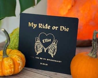 Gold Foil Bridesmaid Proposal Card: Gothic Wedding Invite