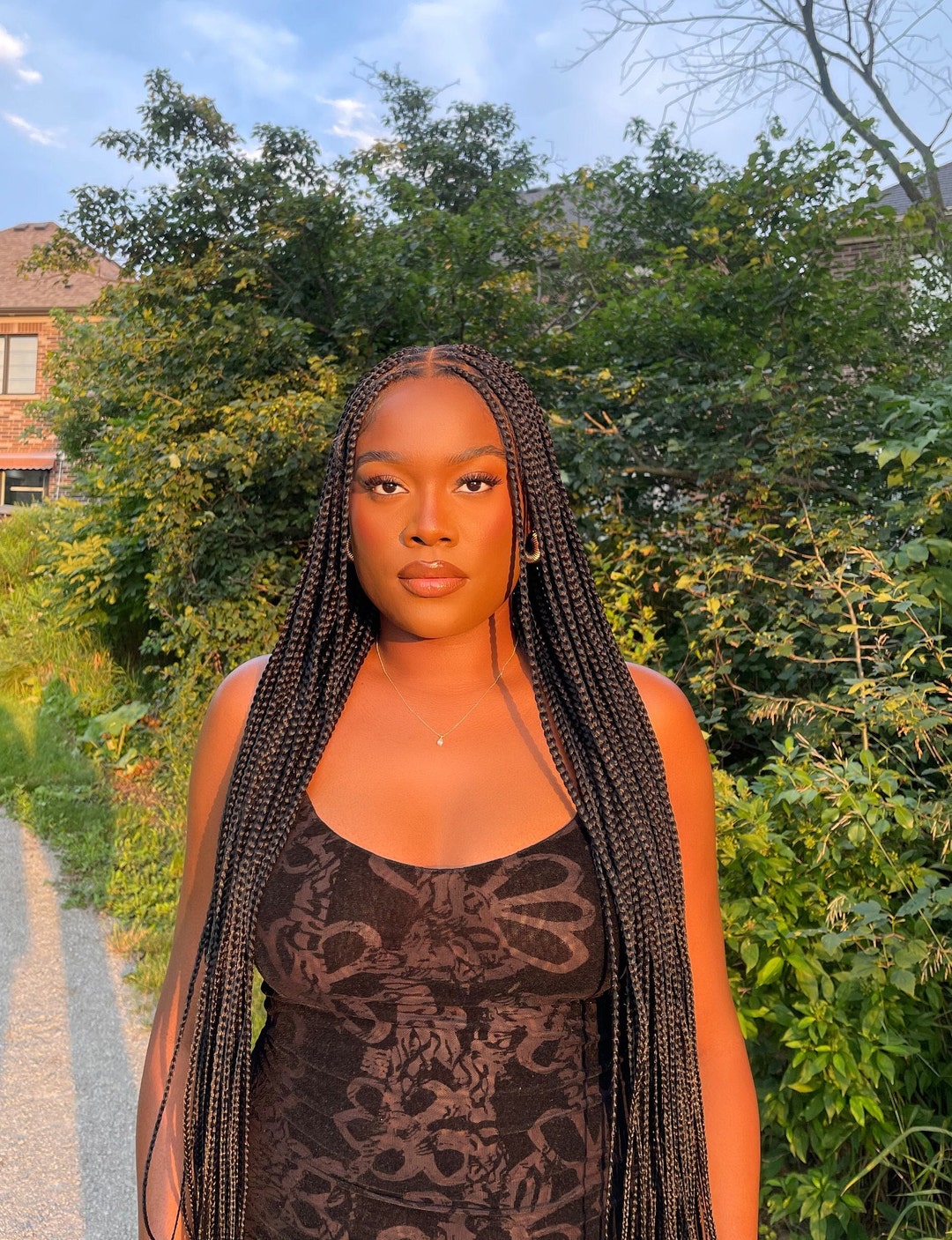 Small Knotless Braids Over Hip length 36 137 Hand Tied Etsy