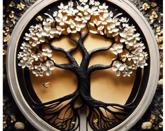Laser Engrave File | 3D Illusion | SVG For Engraving | Glowforge | Design For Laser | PNG Burn | Digital File | Tree Of Life | Yggdrasil Art
