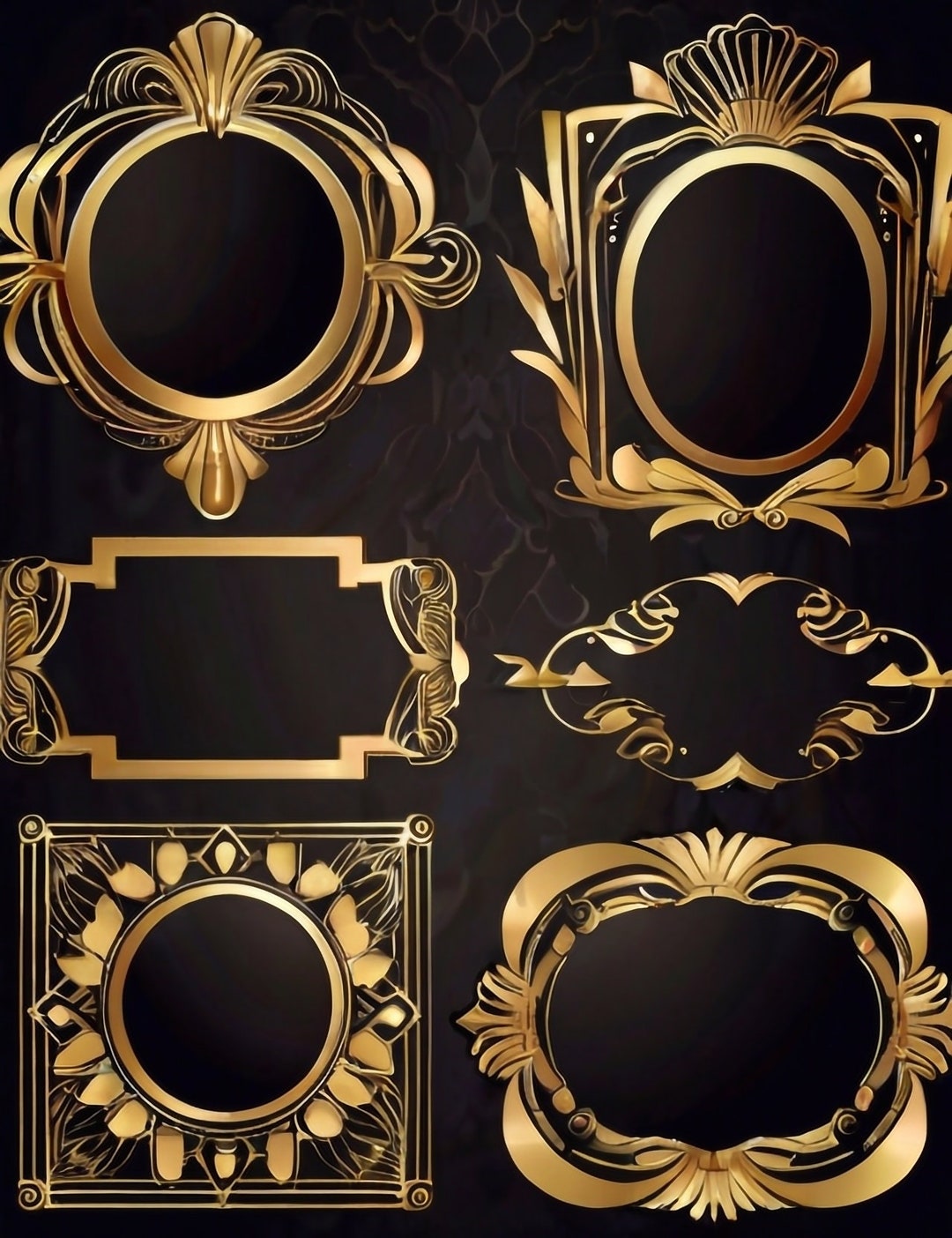 Gold Art Deco Frames Clipart - Vintage Retro Frame PNG and Vector Clip ...
