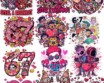 Brainrot Valentine PNG Bundle, Gen Alpha Meme Clipart (Digital Download)