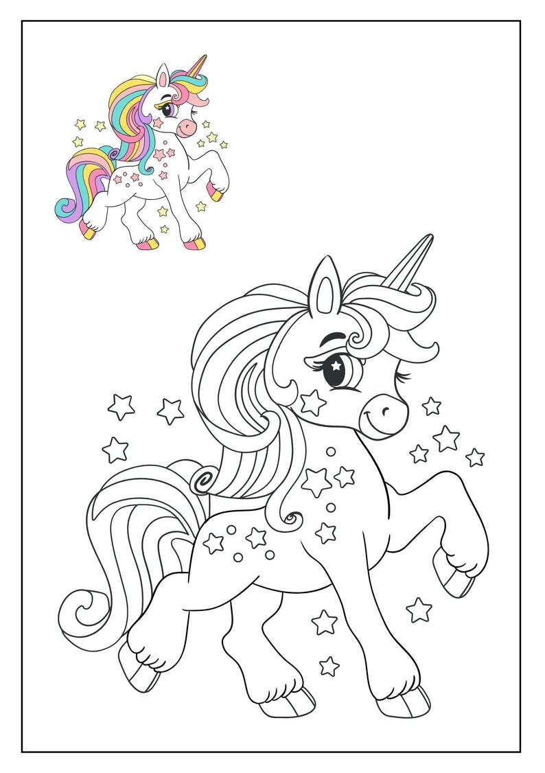 Unicorns Colouring Pages,colouring Pages Bundle PDF ,PNG Instant Print ...