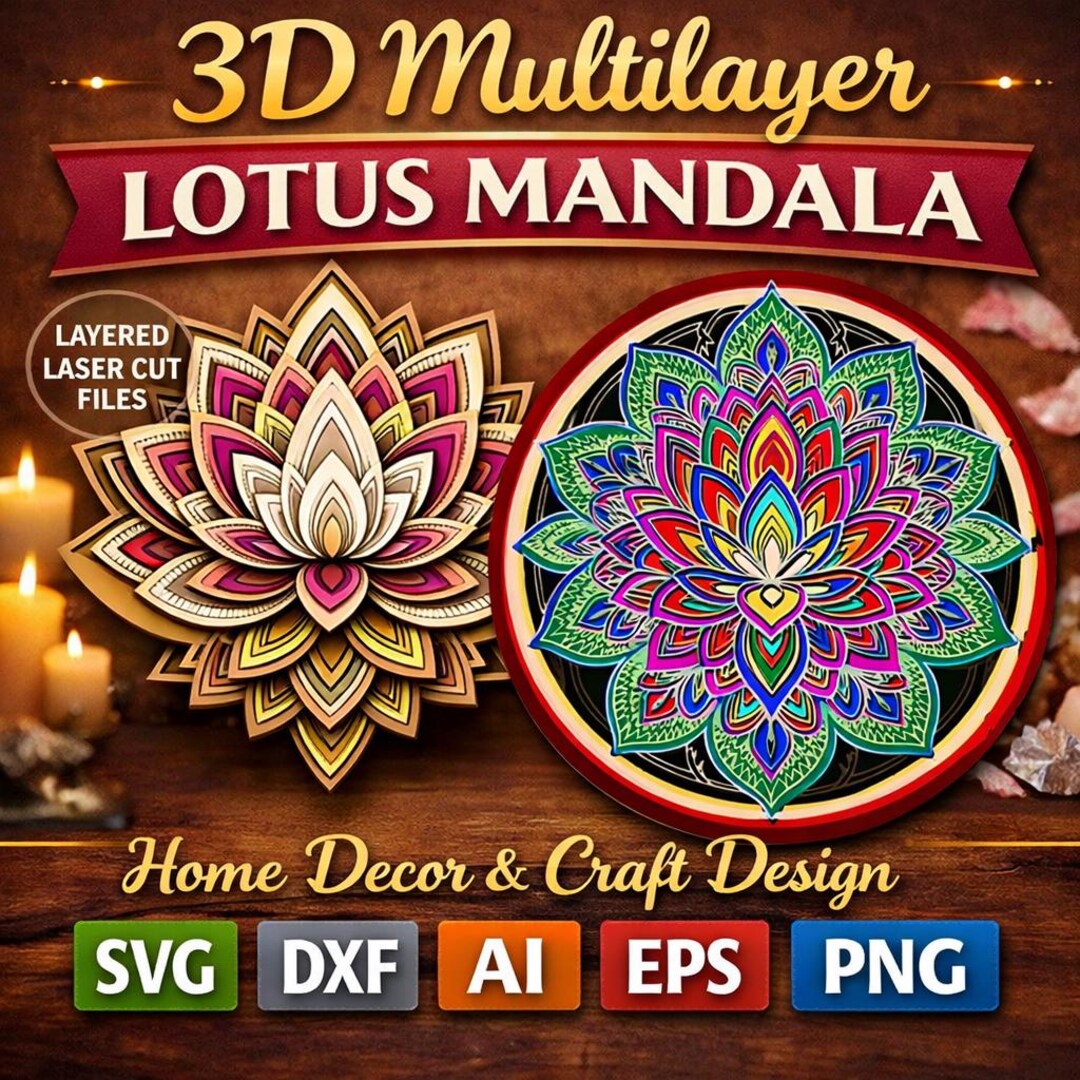 3D Layered Lotus Mandala SVG | Laser Cut Wall Art (digital Download) - Etsy