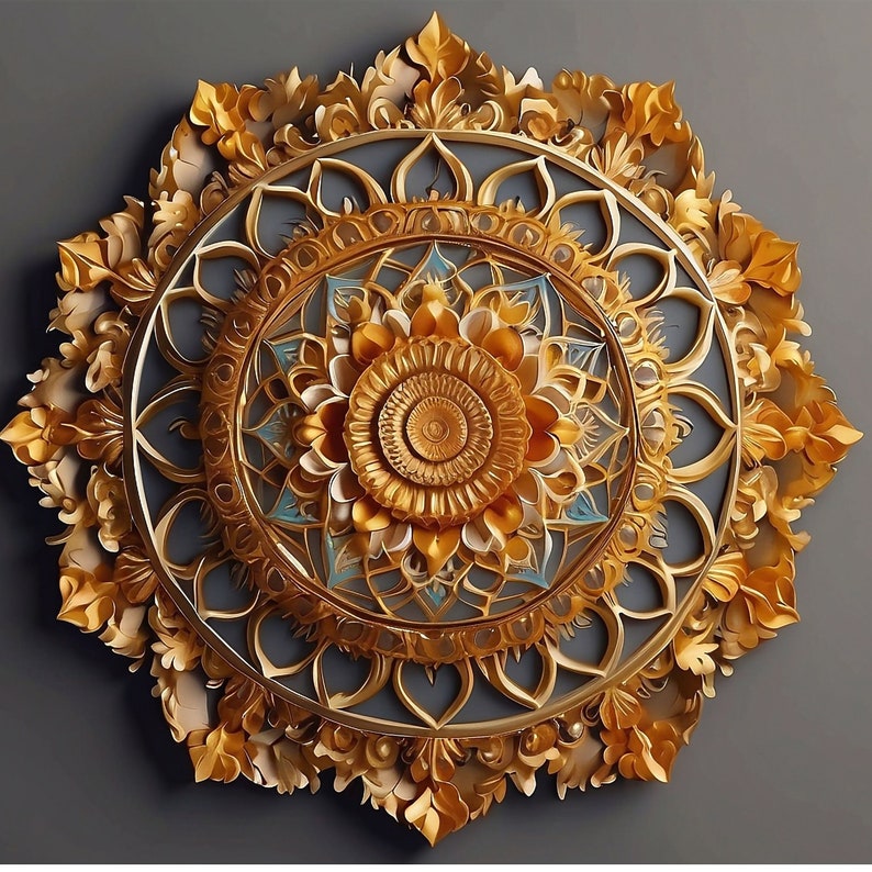 3D Golden Mandala Art Printable,zen Wall Art,home Decor,mandala Wall