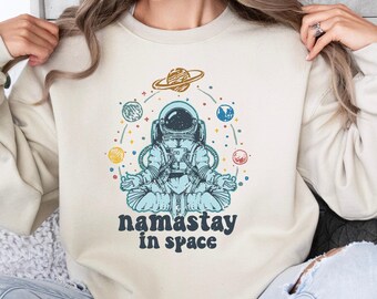 Namaste Astronaut Shirt, Spiritual Space T Shirt, Yoga Meditation Graphic Tee, Cosmic Zen Unisex Shirt