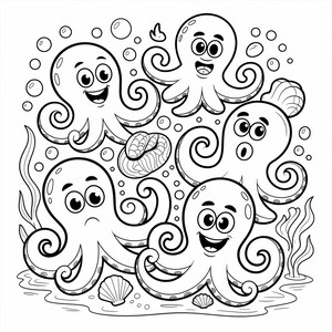 Octopus Coloring Sheets - Facial Expression