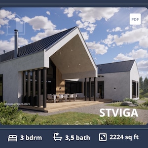 Scandinavische plattegronden met 3 of 4 slaapkamers, 3,5 badkamers, garage voor 2 auto's, 2200 sf barndominiumvloer, moderne boerderij, plattegronden huisjes