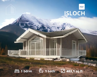 Plans de petite maison de 500 pieds carrés : cottage 1 chambre ADU (téléchargement PDF + CAD)