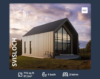 2 Bedroom Barndominium Plans: 700 sq ft Small Cabin Home (PDF)