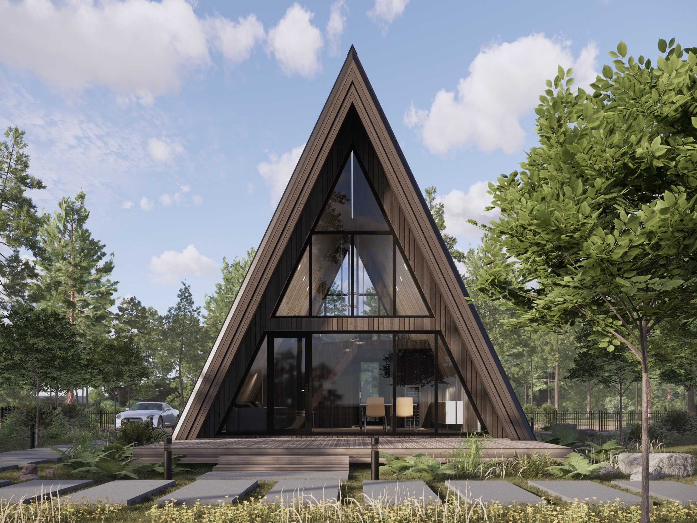 3 Bedroom A-frame Cabin House Plans: Modern ADU Blueprint (PDF) - Etsy