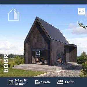Moderne Kleine Scheunenhaus Pläne: 32m² Tiny Home ADU (PDF Download)