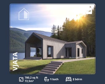 Modern 2 Bedroom Barndominium House Plans: Small Cabin Design (PDF)