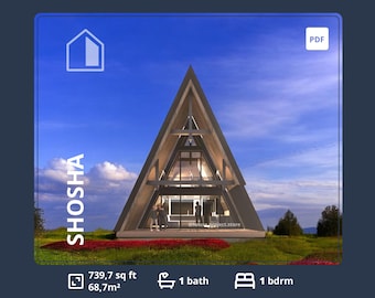 A-Frame Cabin Plans: 1 Bedroom Tiny Home (700 sq ft) (PDF File)