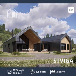Farmhouse with 4 or 3 Bedroom, 3.5 Bath,Barndominium floor plans with 2 car garage, Modern Cottage, Scandinavian house, Custom house drawing
