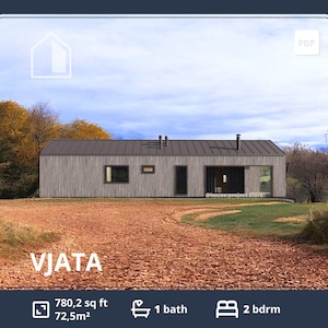 Barndominium floor plans with 2 bedroom, 800 sq ft Modern ADU Tiny House, Modern Small Cabin home, Tiny home for sale, PDF Blueprints plans