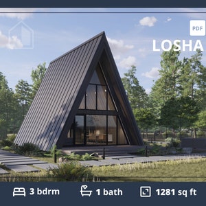 Huisplattegronden A-frame met 3 slaapkamers, gastenverblijf Kleine plattegronden Op maat gemaakte huttenplattegronden 1200 sq.ft.
