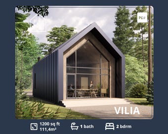 Barndominium Floor Plans: 2 Bedroom Modern Cabin with Loft (PDF)