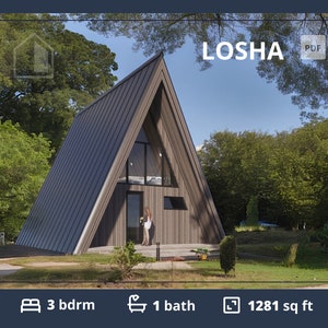 A-Frame Cabin House Plans: 3 Bedroom Barndominium Floor Plan (PDF)