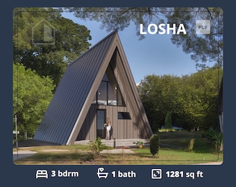 A-Frame Cabin House Plans: 3 Bedroom Barndominium Floor Plan (PDF)