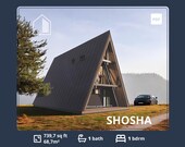 700 sq ft A Frame house plans, 1 Bedroom A Frame Cabin plans, Tiny home for sale, Tiny house kit, Small house plans, Prefab tiny house plan