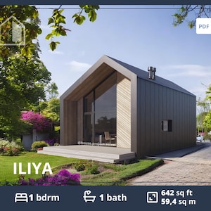 Kleines winziges Haus mit Loft Schlafzimmer, Barndom Grundrisse, ADU Tiny Home Pläne, kleine Hütte Tiny House zum Verkauf, Zollhaus Zeichnung PDF